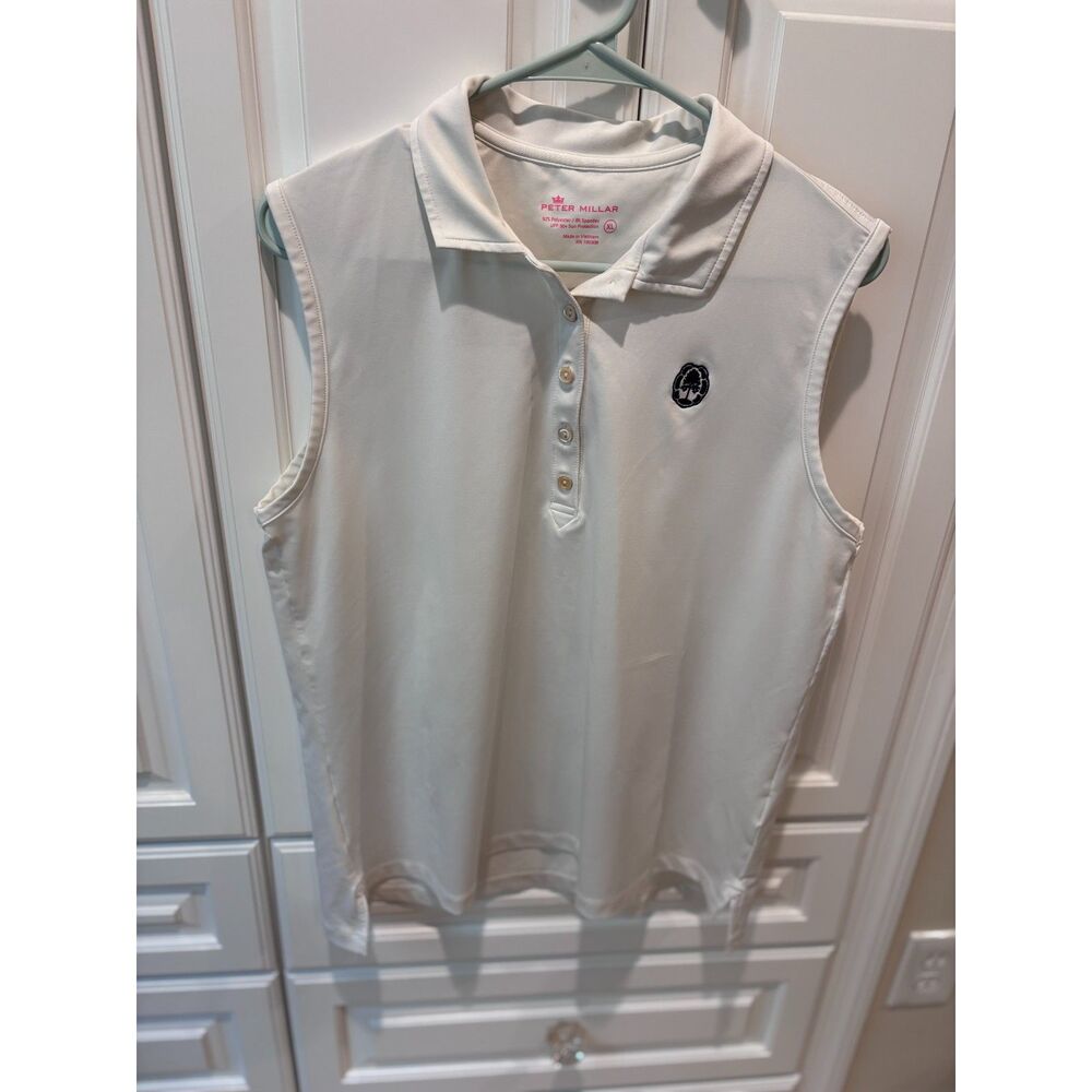 Peter Millar Womens XL Sleeveless Golf Polo White‎ UPF 50+ Stretch Country Club